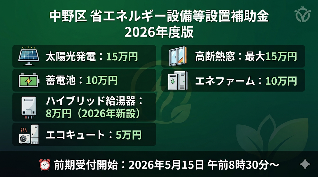 中野区 省エネルギー設備等設置補助金 2026年度版