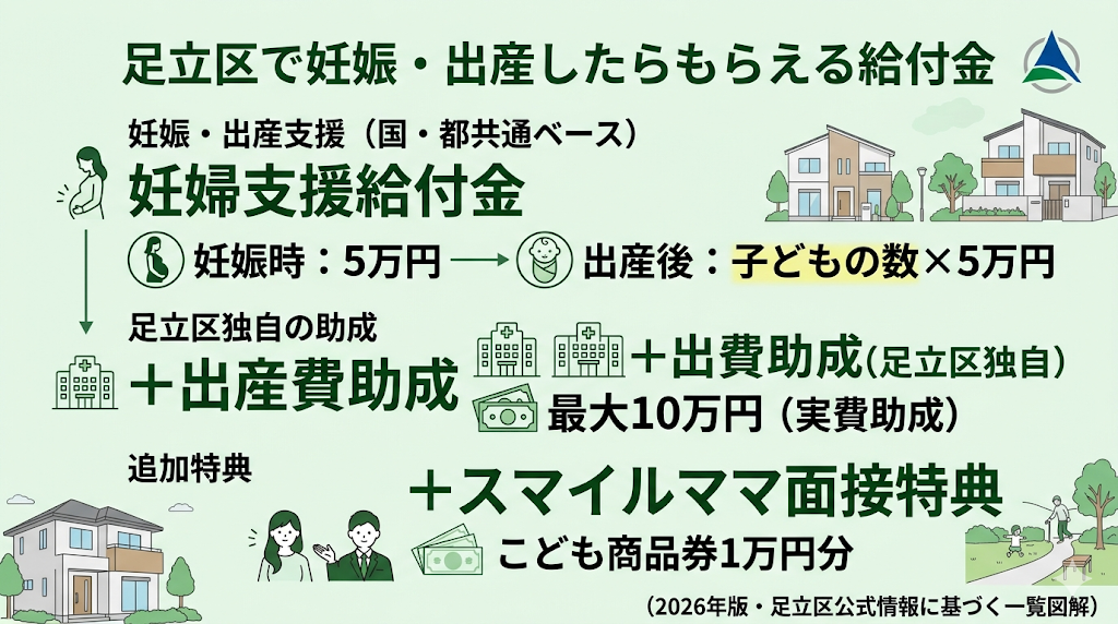 足立区で妊娠・出産したらもらえる給付金